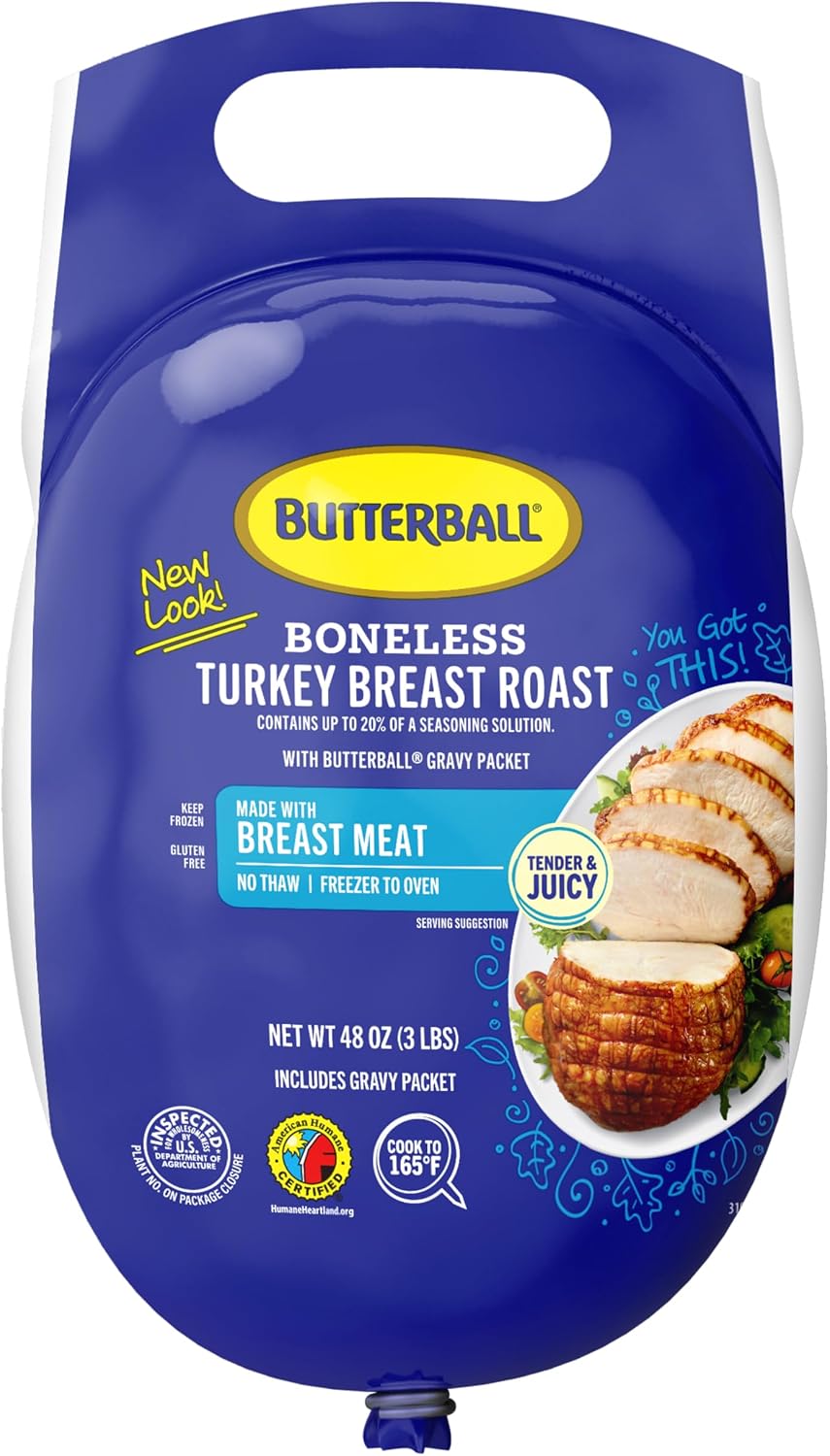 Butterball, Frozen Boneless Turkey Breast Roast with Gravy Packet, 3lbs.