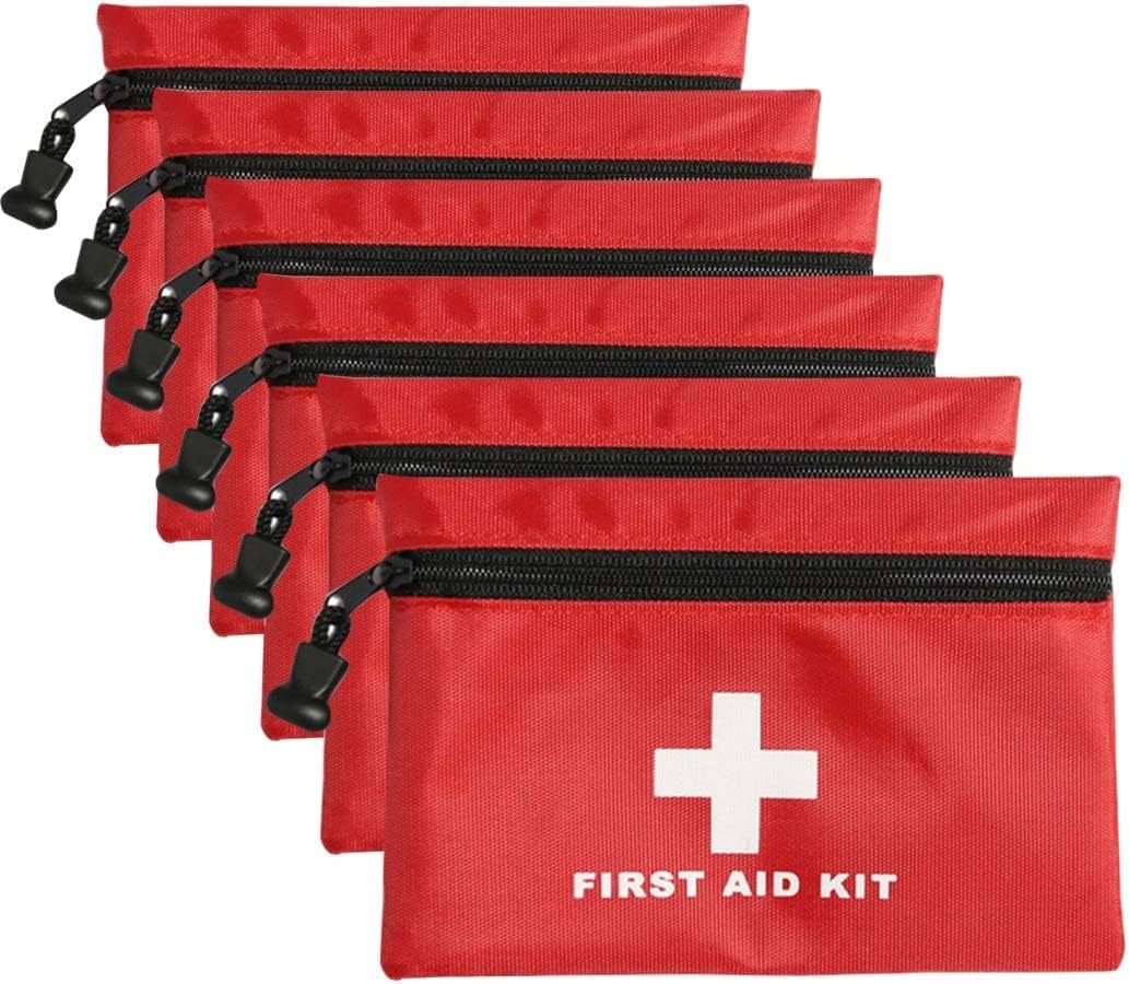 6 Pack Empty First Aid Bag, Mini Travel Empty First Aid Kit Pouch Bag for Emergency at Home, Office, Car, Outdoors, Boat, Camping, Hiking(Bag Only)