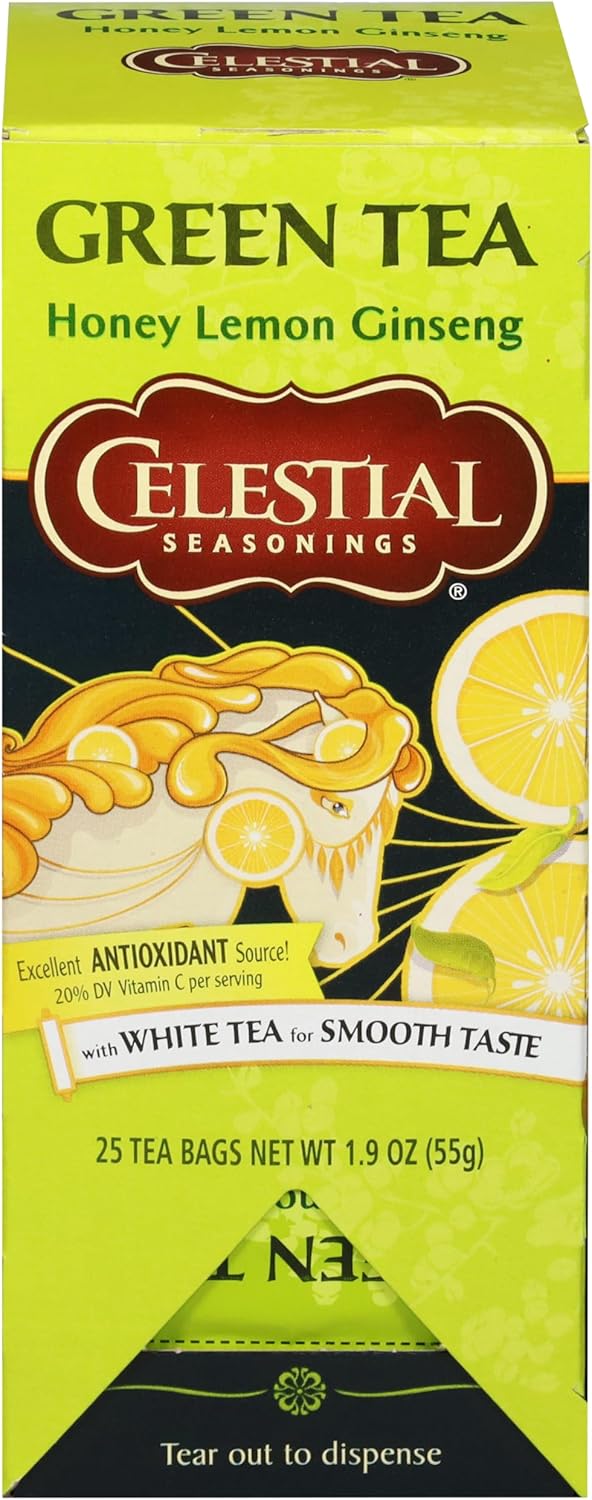 Celestial Seasonings Honey Lemon Ginseng Green Tea 25 Tea Bags