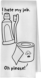 Funny Bathroom Hand Towels - Humorous Toothbrush Toilet Paper Waffle Decorative Hand Towels for Bathroom Washroom Restroom Toilet, 16 x 24 Inches