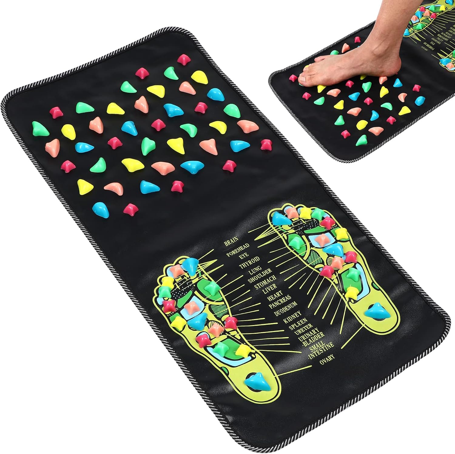 Foot Massage Stone Mat Foot Pad Reflexology Walk Stone Foot Massage Mat Stimulates for Relax Body