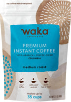 Waka Instant Coffee, Medium Roast - 100% Arabica Colombian Beans, Freeze Dried Granules, No Sugar or Additives - Bulk Bag for Quick Hot and Iced Coffees, Up to 35 Cups (3.5oz)