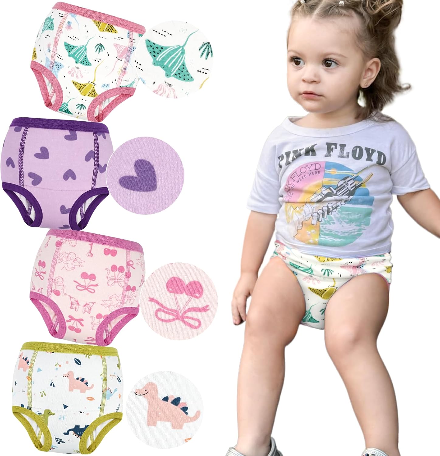 MooMoo Baby Absorbent Potty Training Underwear 4 Packs Cotton Training Pants for 6T