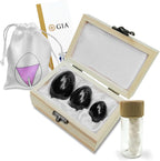 Kegel Weights for Women - Set of 3 Black Obsidian Eggs | Pelvic Floor Exercise Devices for Tightening, Postpartum Recovery & Prolapse Support | Huevo de Obsidiana Negra Yoni with String & Guide