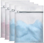 Laundry Bags Mesh Wash Bags for Delicates, Upgraded Honeycomb & Fine Mesh, Extra Durable with Sturdy Zippers, Protect Clothes in Washing Machine Essentials for Home, College & Dorm, 12 x 16 in 4-Pack