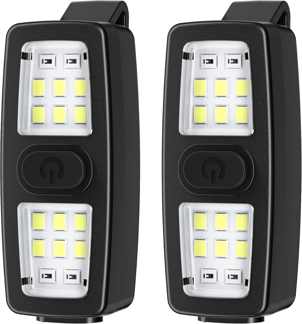 2 Pack Running Light for Runners, Clip on Flashlights Rechargeable Safety Lights for Walking at Night Hands Free Flashlight Portable LED Work Light Warning Flashing Camping Hiking Walking Dog Black