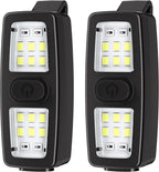 2 Pack Running Light for Runners, Clip on Flashlights Rechargeable Safety Lights for Walking at Night Hands Free Flashlight Portable LED Work Light Warning Flashing Camping Hiking Walking Dog Black