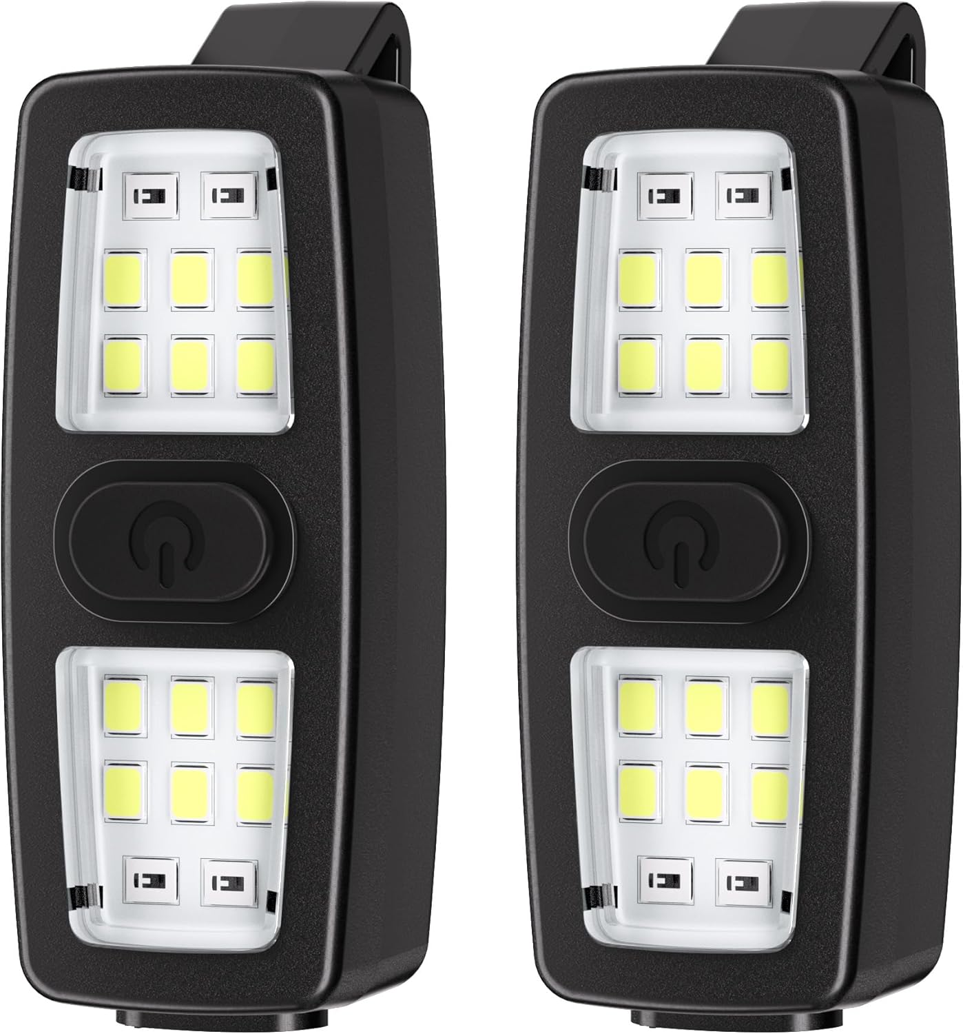2 Pack Running Light for Runners, Clip on Flashlights Rechargeable Safety Lights for Walking at Night Hands Free Flashlight Portable LED Work Light Warning Flashing Camping Hiking Walking Dog Black