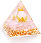 Orgone Pyramid Healing Crystal Meditation Positive Energy Generator Rose Quartz, Promote Wealth and Prosperity
