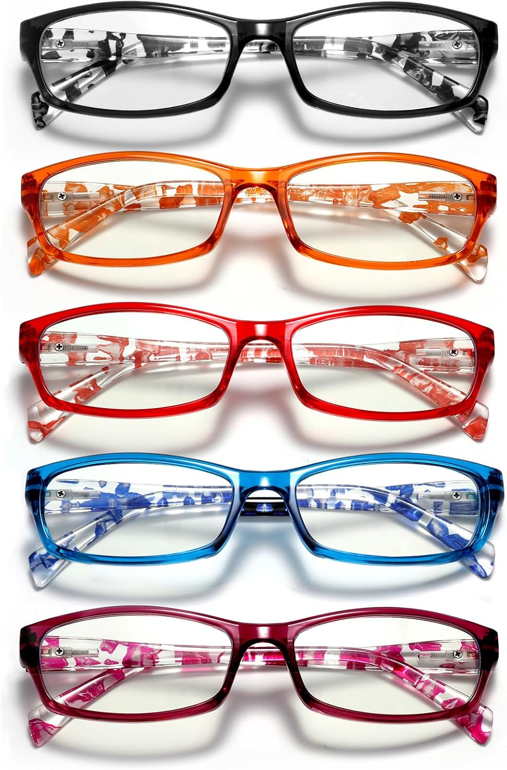 Reading Glasses for Women Men - 5 Pack Blue Light Blocking Spring Hinge Computer Readers Anti Glare UV Eyeglasses