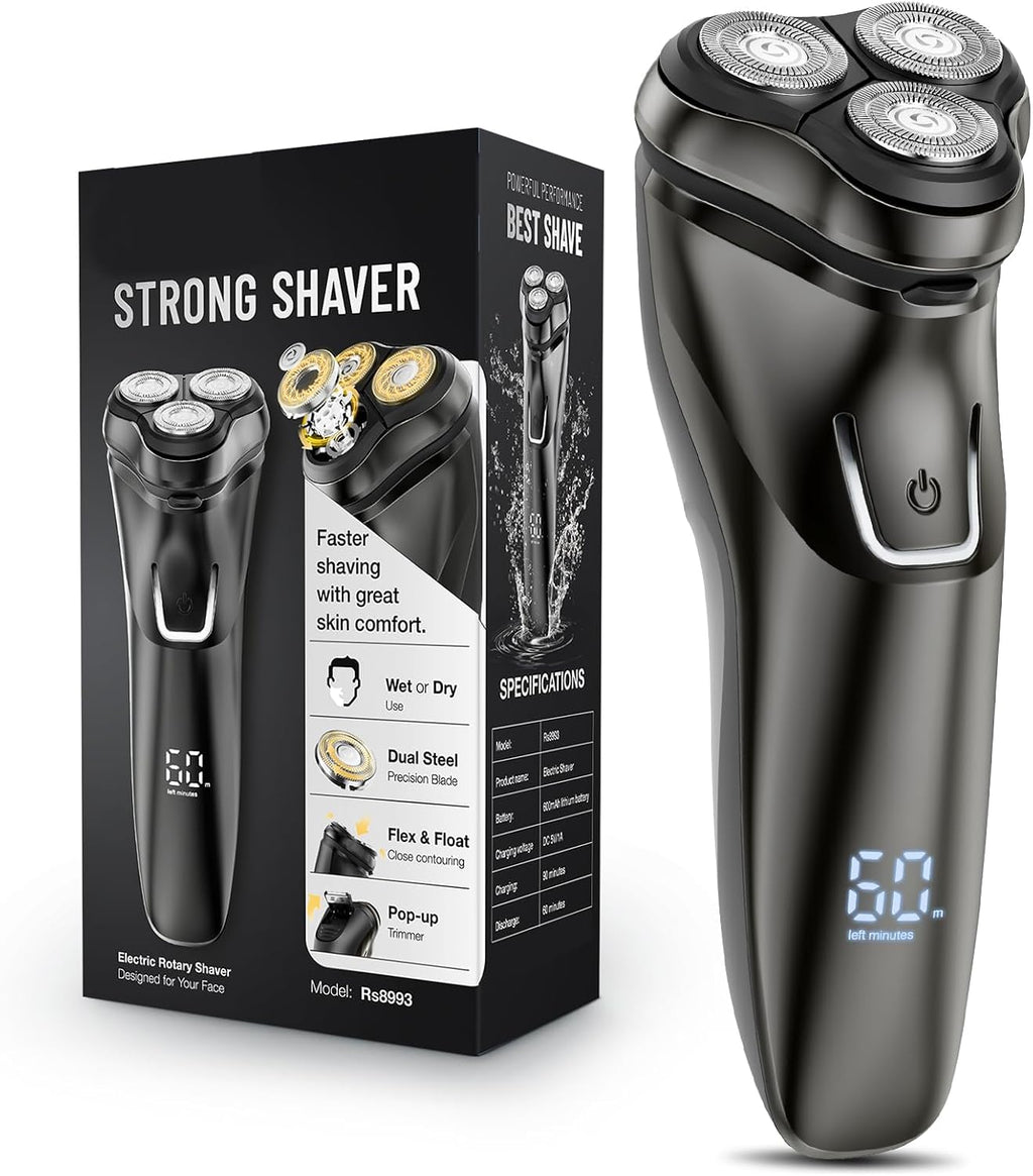 Electric Razor for Men Cordless: Sensitive Skin Care, Electric shavers for Men - 4D Flex Blades, IPX6 Waterproof, USB Fast Charging, Pop-up Trimmer