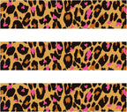 3pcs Pink Leopard Edible Cake Borders, 11.02x2.44in Pre-Cut Edible Wrap Strips Glutinous Rice Paper Birthday Cake Decorations for Leopard Theme Birthday Party Supplies
