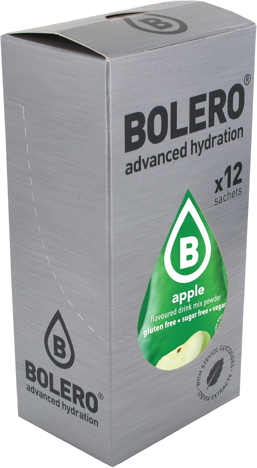 Bolero- Sugar Free Drink Mix Packets Apple Fruit Flavors | Powdered Flavored Water Packet | 36 Small Sachet On The Go Packets