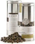 Golden Moon Tea Organic Jasmine Pearls Green Tea - Loose Leaf Dragon Pearls, Premium Grade, Non GMO - Travel Tin (48 Servings)