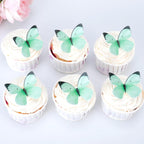 50PCS Edible Butterfly Cake Decorations Green Wafer Paper Butterflies Cake Cupcake Toppers for Women Girls' Happy Birthday Cake Topper Anniversary Wedding Baby shower party Butterfly Fairy Cake Decor
