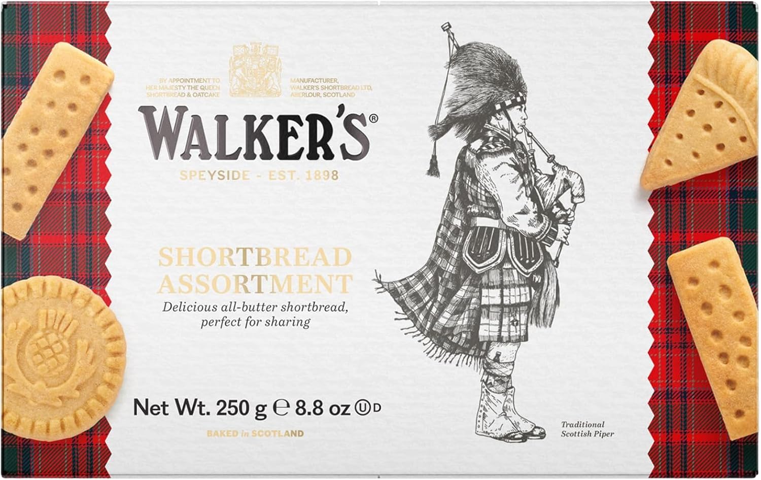 Walker's Shortbread Assorted Cookies, Pure Butter Shortbread Cookies, 8.8 Oz Box (Pack of 6)