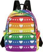 LGBTQ Gay Rainbow Pride Flag Quilted Backpack Purse for Women Fashion Small Backpack Shoulder Bag Travel Casual Daypack M