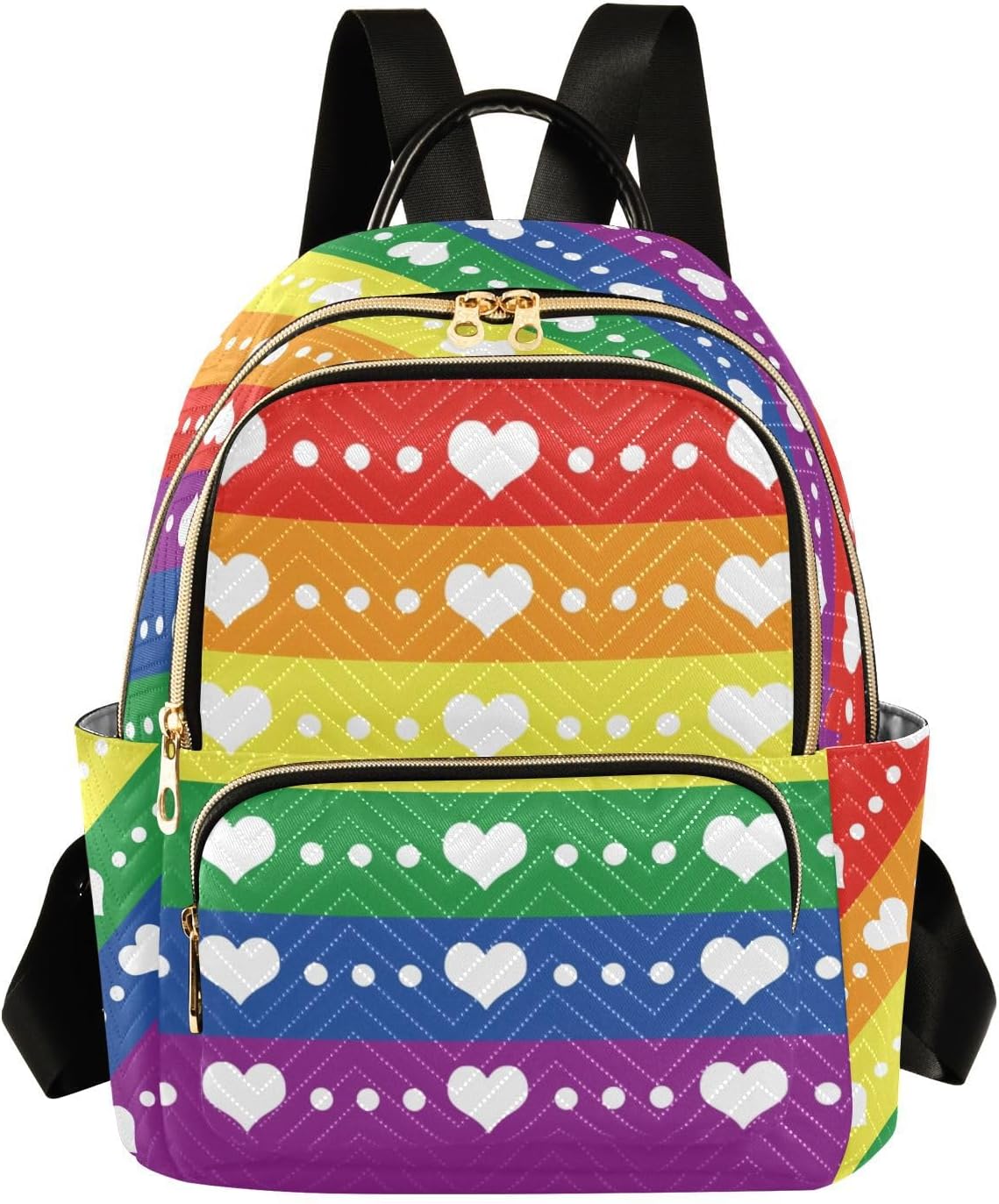 LGBTQ Gay Rainbow Pride Flag Quilted Backpack Purse for Women Fashion Small Backpack Shoulder Bag Travel Casual Daypack M