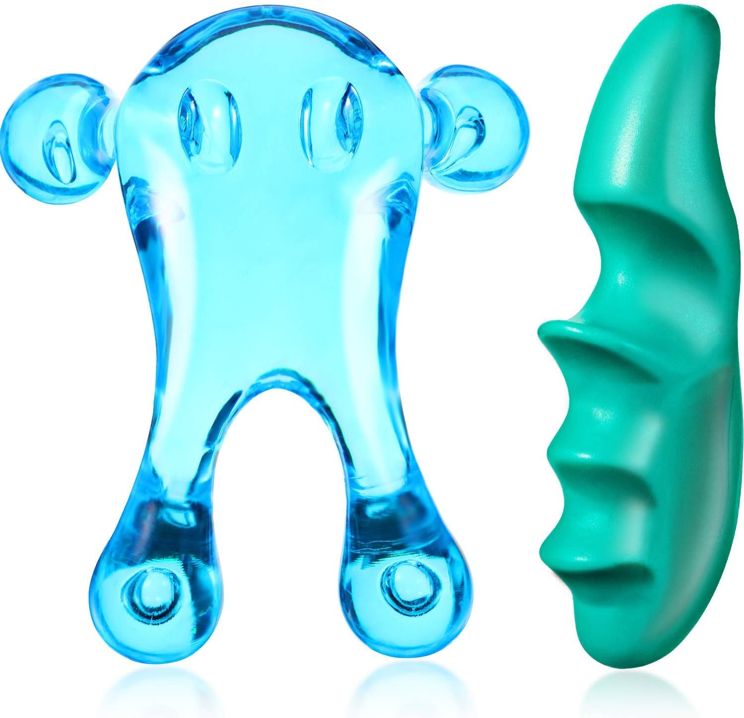 2 Pcs Deep Tissue Massage Tool Set Include 4 Legged Palm Massager and Thumb Massager Tool for Therapists Full Body Muscle Relief Gentle Point Massage Portable Handheld for Home Travel