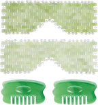 Jade Eye Mask - Resin Scalp Comb 4 Pcs Set, Jade Facial Cooling Mask and Gua Sha Massager Tool for Home Spa/Travel/Skincare Relieve Puffiness, Stress Relief, Anti-Aging Beauty Supplies