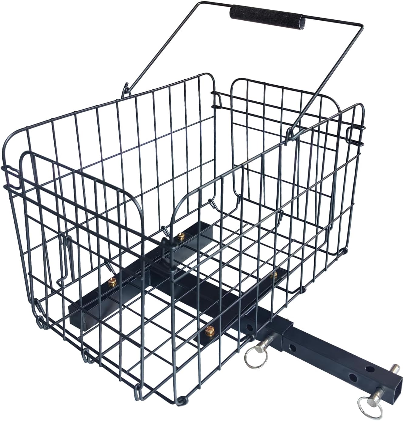 Mobility Scooter Rear Basket, Portable Foldable Metal Accessory Basket (Only Works with Scooters & Power Chairs Equipped with 1" x 1" Hitch Receiver)