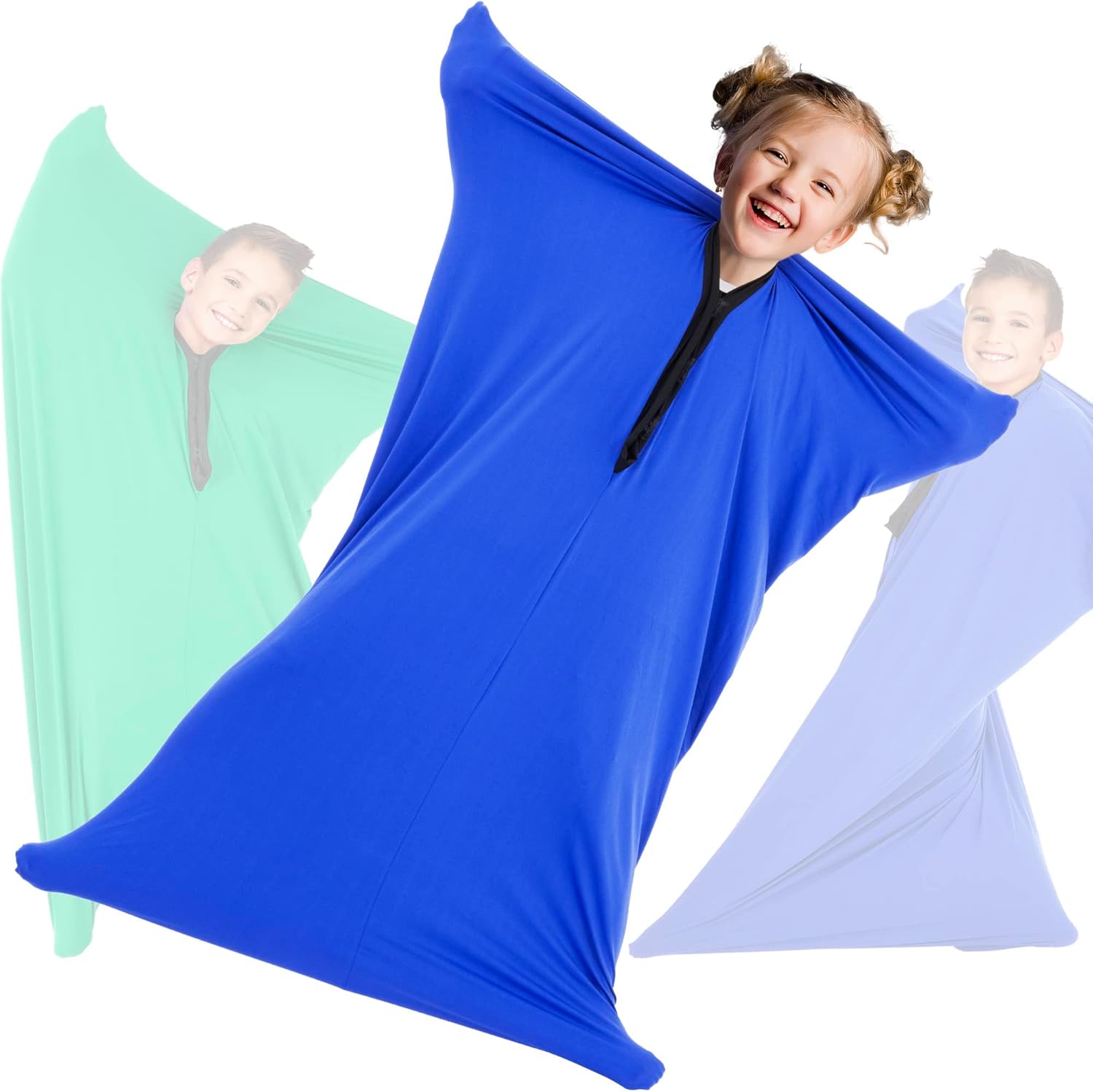 OUTREE Sensory Sock for Kids, Small,3-5 Years,39''×27'',Good for Height:2'9'' - 3'6'',Full Body Sock Provides Deep Pressure Input, Sensory Toys for Autistic Children with A Carrying Bag,Blue