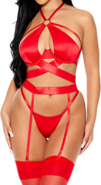 Forplay womens Soft Life Satin Longline Bra Lingerie Set