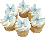 Edible Butterflies with Edible Glitter Kit - Wafer Paper Butterflies for Cakes - Cake Decorations - Cupcake Decorations - Cake Toppers (Dream Blue)