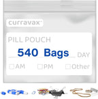 Pill Bags for Travel Pill Pouch Organizer Pack of 540 BPA Free 3 x 2.75 inch Pill Pouches for Medicine Reusable with Write on Label & Waterproof Zipper Seal AM PM Pill Baggies for Vitamins by CURRAVAX