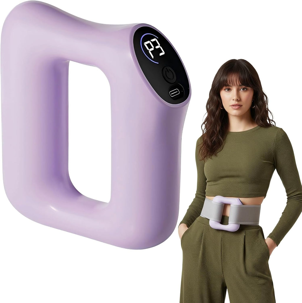 Deep Tissue Percussion Massage Gun, Ergonomic Fascia Blaster with 3 Modes & 5 Levels, Fascia Ring Massager with Belt for Muscle Relief & Full-Body Relaxation (Purple)