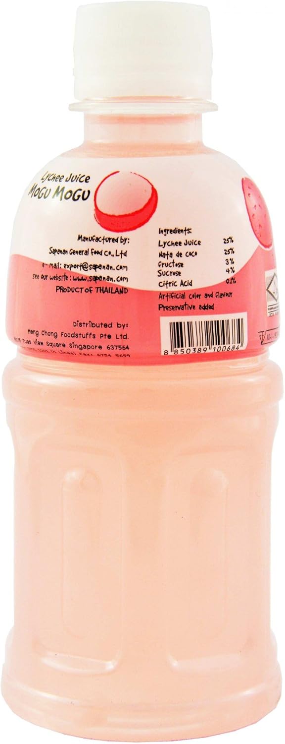 Mogu Mogu Juice with Nata De Coco, Lychee, 64.92 Ounce, (Pack of 6)
