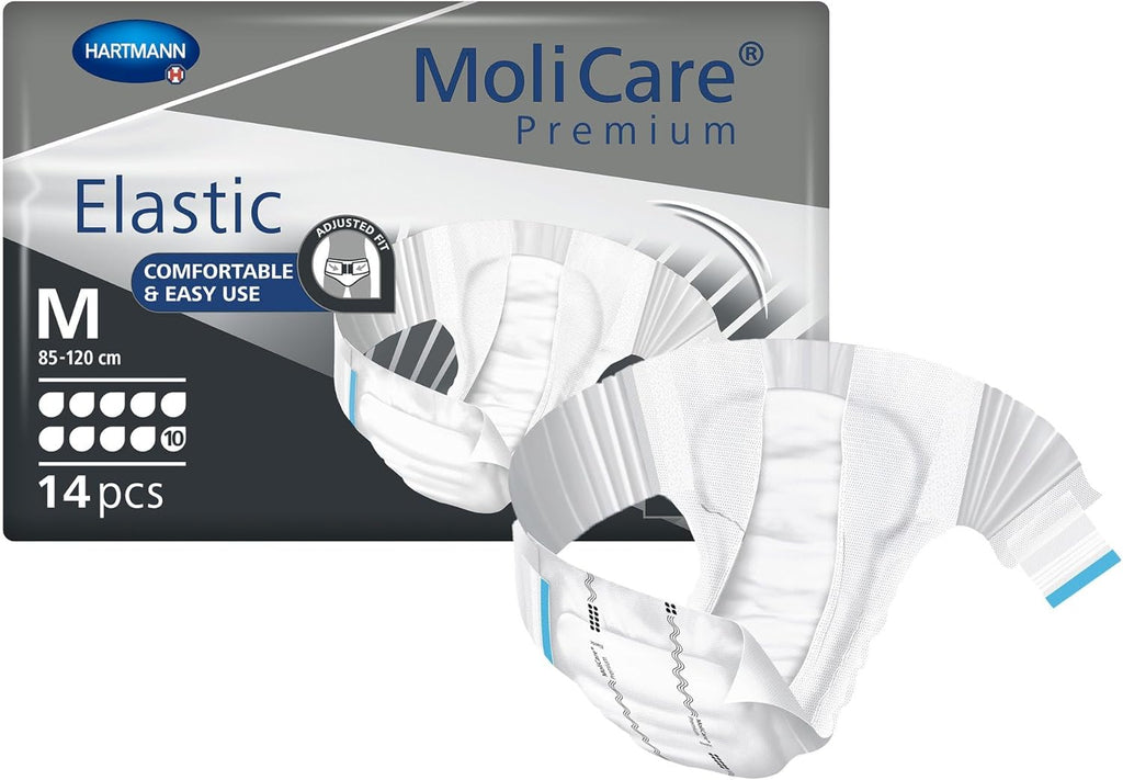MoliCare Premium Incontinence Brief, 10D - Heavy Absorbency Adult Diaper with Refastenable Tabs - Unisex, Size Medium, 14 Count, 1 Pack