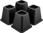 Bed Furniture Riser 4, 5 or 9 inches, Versatile Bed and Furniture Riser - Heavy Duty, Stackable, Supports 550 lbs Each Riser - Set of 8, Black (Black-Set of 4, 6 Inch)