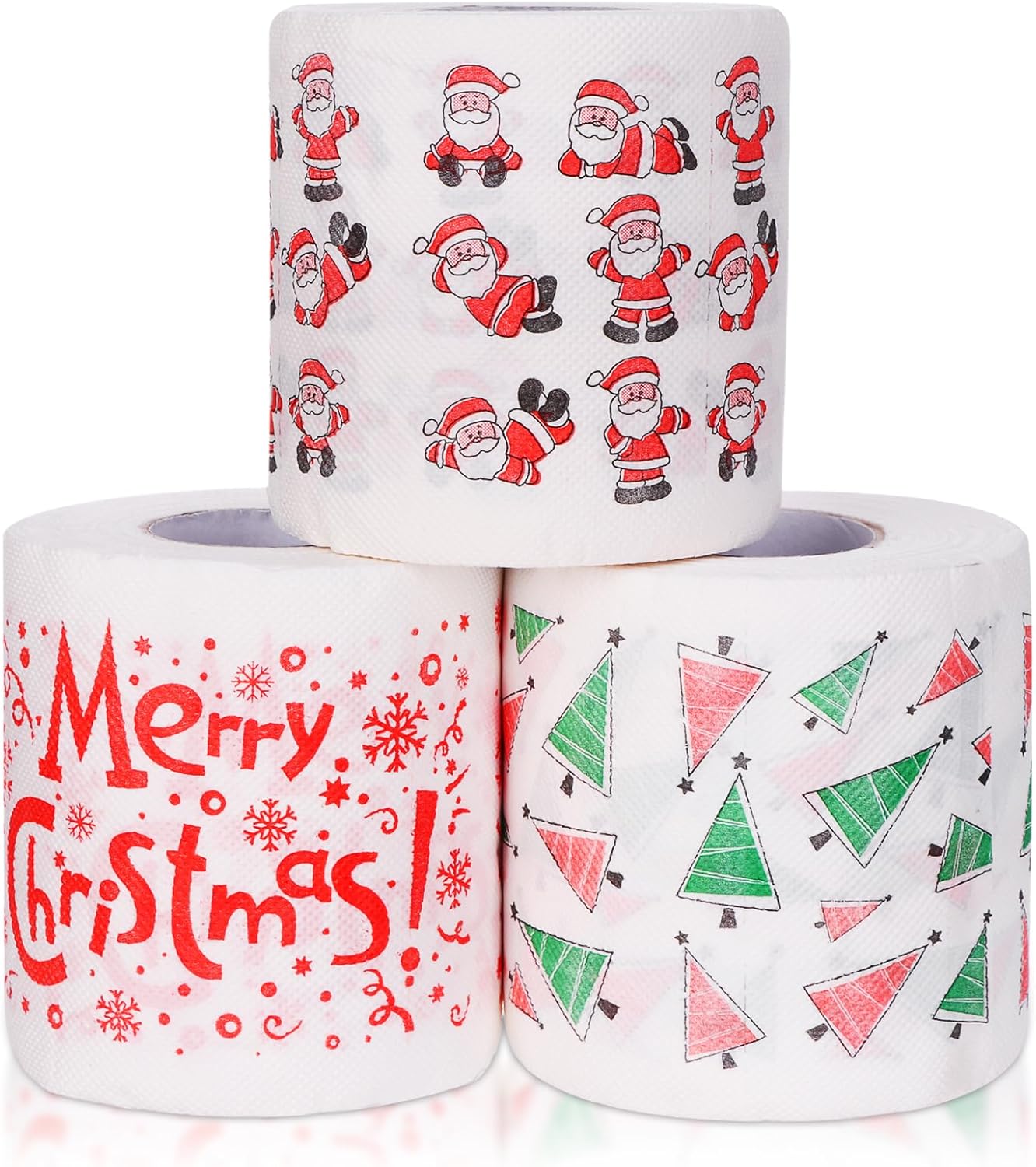 3 Rolls of Merry Christmas Santa Claus Toilet Paper Tissue Napkin Prank Fun Birthday Party Novelty Gift Idea
