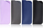yuntop 4 Pack Soft Leather Glasses Case 7x3 Inch Eyeglasses Pouch Portable PU Leather Glasses Pouch