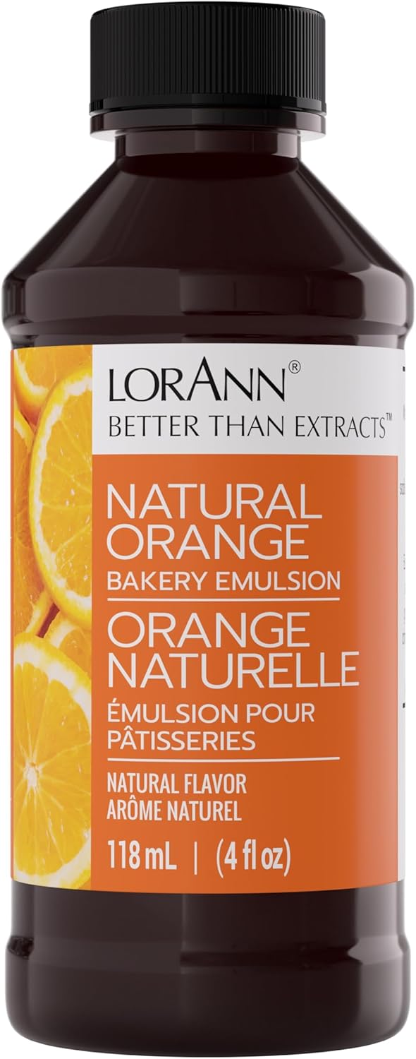 LorAnn Oils Orange Bakery Emulsion: True Essence, Ideal for Boosting Fruit Tones in Cakes, Cookies & Desserts, Gluten-Free, Keto-Friendly, Extract Substitute Essential for Your Kitchen, 4 Oz