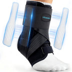 Ankle Brace for Sprained Ankle, Ankle Brace for Women Men Adjustable & Air Fabric Cool With 2 Removable Side Splints, Ankle Stabilizer for Basketball, Volleyball, Sports, Injury Recovery (Medium)
