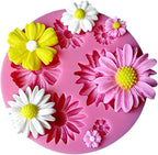 1PC Flower Silicone Mold, Chocolate Fondant Polymer Clay Candy Gummy Mold, Flower Shaped Silicone Molds for DIY Cake Cupcake Decor Craft-Pink