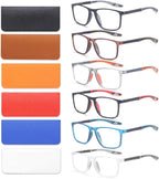 6 Pack Reading Glasses for Men Sports Style Blue Light Blocking Readers with Spring Hinge Women Eyeglasses