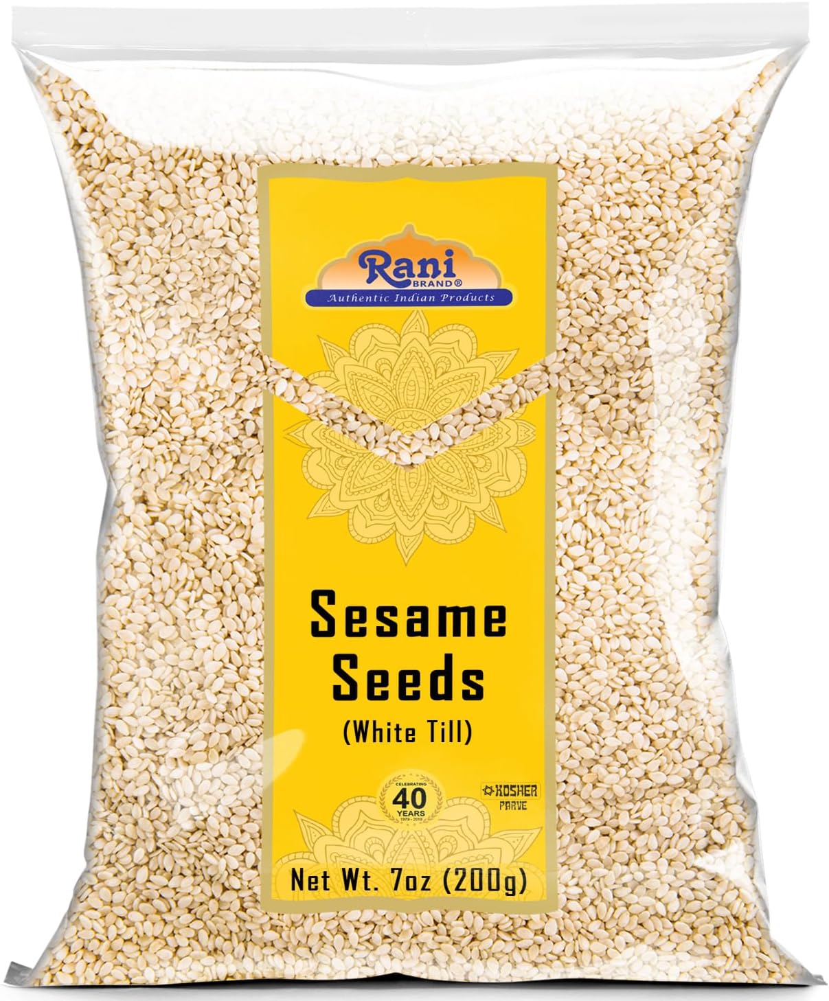 Rani Sesame Seeds Whole White, Hulled (Till) 7oz (200gm) ~ All Natural | Gluten Friendly | NON-GMO | Vegan | Indian Origin