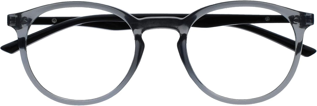 OPULIZE MET Blue Light Blocking Glasses for Women Men, Slim Round Frame with Spring Hinges and Scratch Resistant, Computer Glasses with Anti-Reflective, Grey, (Pack of 1)