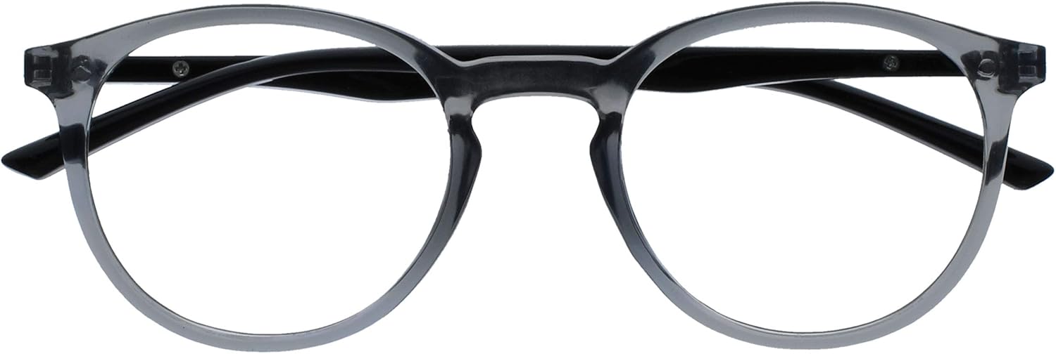 OPULIZE MET Blue Light Blocking Glasses for Women Men, Slim Round Frame with Spring Hinges and Scratch Resistant, Computer Glasses with Anti-Reflective, Grey, (Pack of 1)