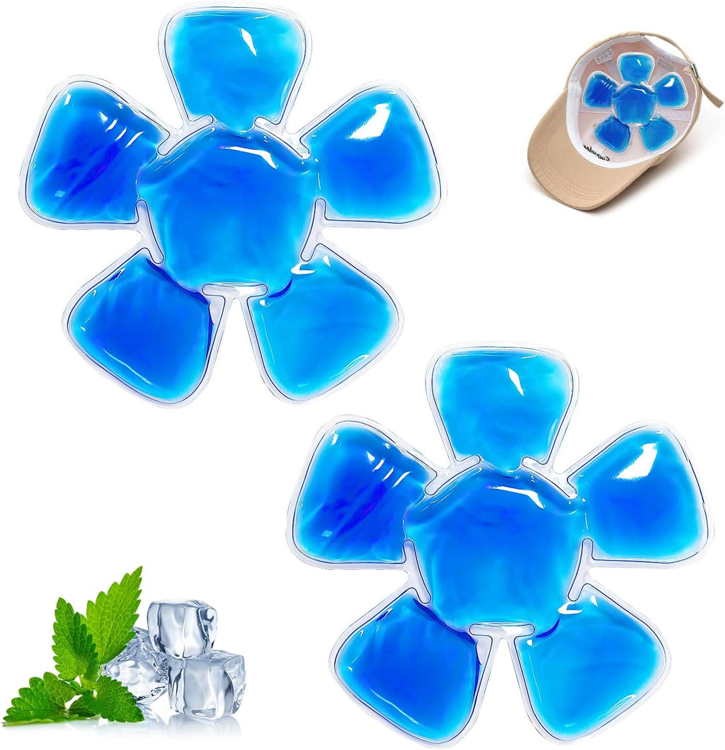 Head Ice Pack, Ice Pack for Hard Hat,Helmet Ice Packs Used for Outdoor Sport, Hard Hats & Sun Hats Relieve Summer Heat and Keep Cool(2 Pcs (Blue)