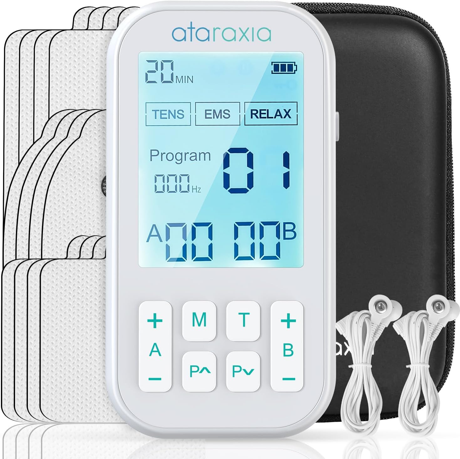 TENS Unit Muscle Stimulator, 3-in-1 EMS Massager Machine, Masajeador Muscular Electrico with 60 Modes, for Gradual Shoulder, Sciatica, Muscle Relaxation,Relieve Back Pain, with 12 TENS Pads