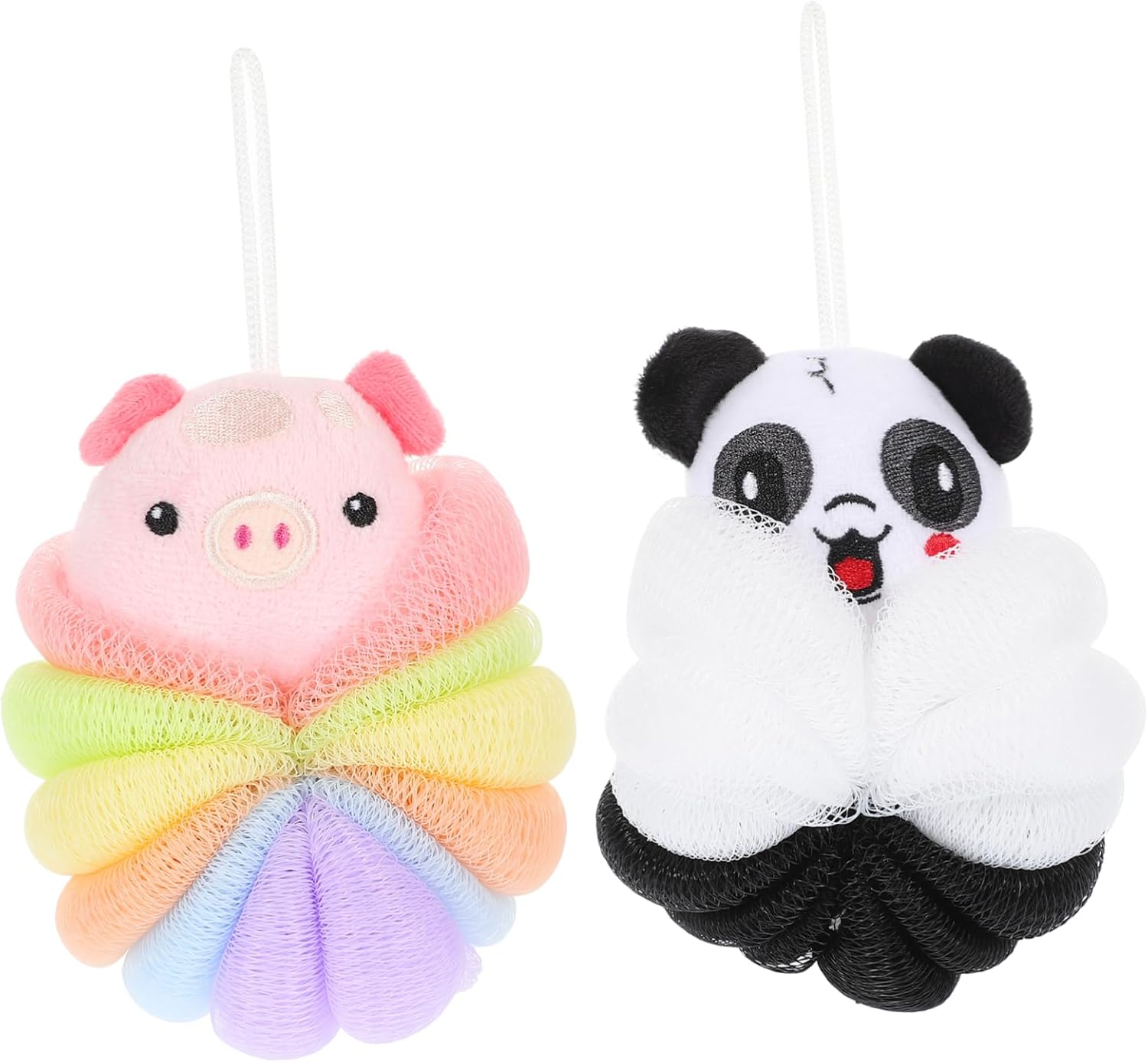 2pcs Exfoliating Animal Shape Bath Scrubber Balls Durable Pe Body Wash Sponges for Gentle Cleansing and Massage Cute Designs
