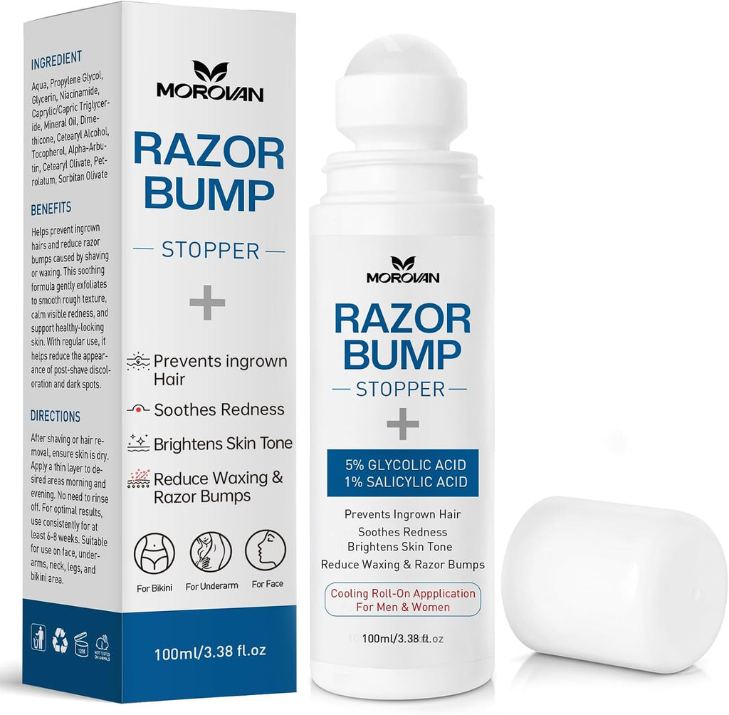 Razor Bumps Ingrown Hair Treatment: 3.38fl.oz Smoothing Solution for Body, Beard & Bikini Area Post Waxing After Shaving Serum for Ingrown Hair & Razor Burn - Women & Men