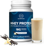 MRM Nutrition Whey Protein - Vanilla Flavored, Microfiltered Whey Protein Isolate & Concentrate, 16 Different Probiotic Strains, BCAAs, & Digestive Enzymes, Gluten Free, for Women & Men - 34 Servings
