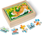 Melissa & Doug 4‑in‑1 Wooden Pets Jigsaw Puzzle Set, 48 Pieces with Storage Box, Toddler Puzzle Toy for Kids Ages 3+ - FSC Certified