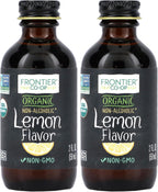 Frontier Co-op Organic Lemon Flavor, 2 Ounce Glass Jar, Tart Citrus Flavor for Desserts, Smoothies, Tea, and More (Pack of 2)