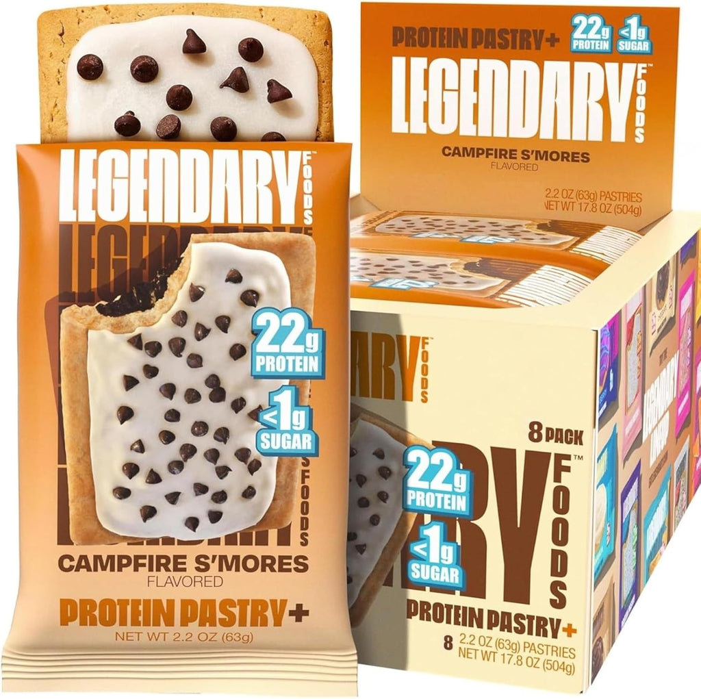 Legendary Foods 22g Protein Pastry 0g Added Sugar, Low Carb, Gluten Conscious, Keto Snack, Ideal for Glucose Management, Includes Whey Protein Isolate, 8 Pack Campfire S'mores